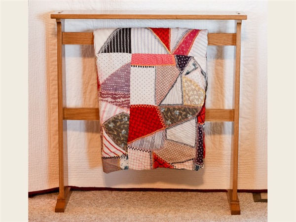Custom Quilt Hanger with Shelf  Wall Mounted Oak Wood Quilt Racks