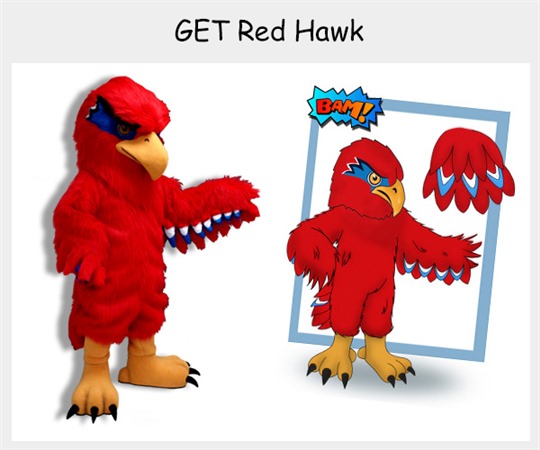 red hawk mascot costume