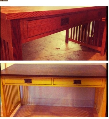 Before & After (yellow library desk)