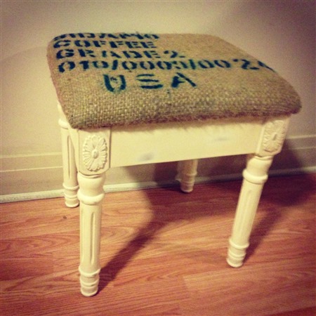 Stool with coffee grain cover