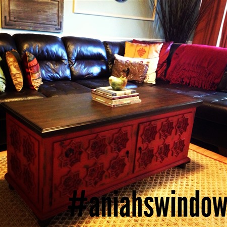 Red coffee/entertainment table